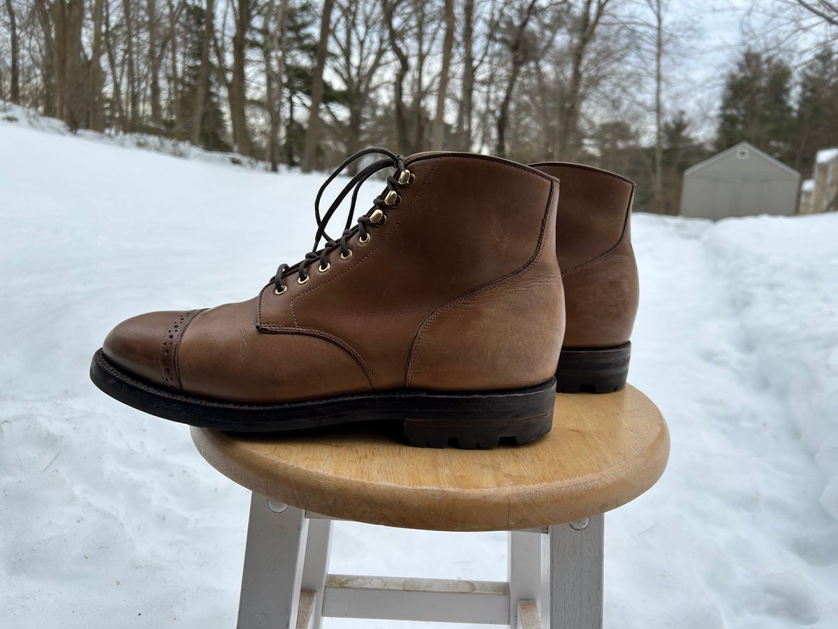 Photo by scitboot on March 1, 2026 of the Grant Stone Garrison Boot in Horween Dune Chromexcel.