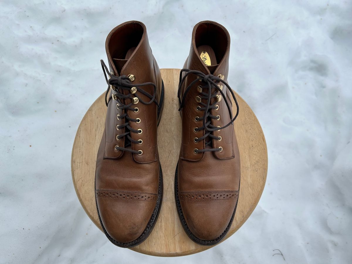 Photo by scitboot on March 1, 2026 of the Grant Stone Garrison Boot in Horween Dune Chromexcel.