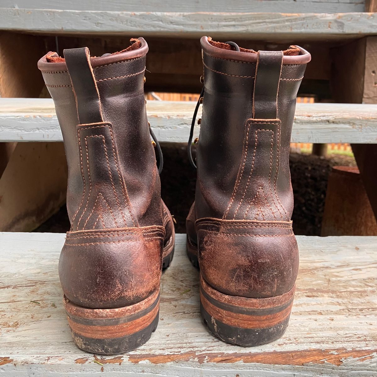 Photo by todd_ted on January 4, 2023 of the Nicks Urban Logger in Horween Brown Waxed Flesh.