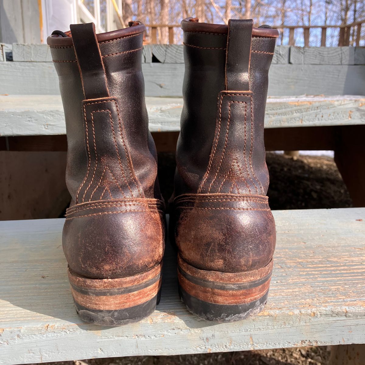 Photo by todd_ted on February 5, 2023 of the Nicks Urban Logger in Horween Brown Waxed Flesh.
