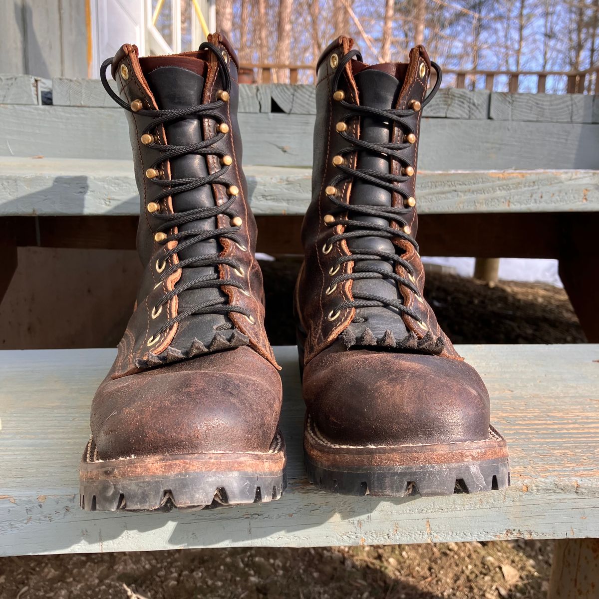 Photo by todd_ted on February 5, 2023 of the Nicks Urban Logger in Horween Brown Waxed Flesh.