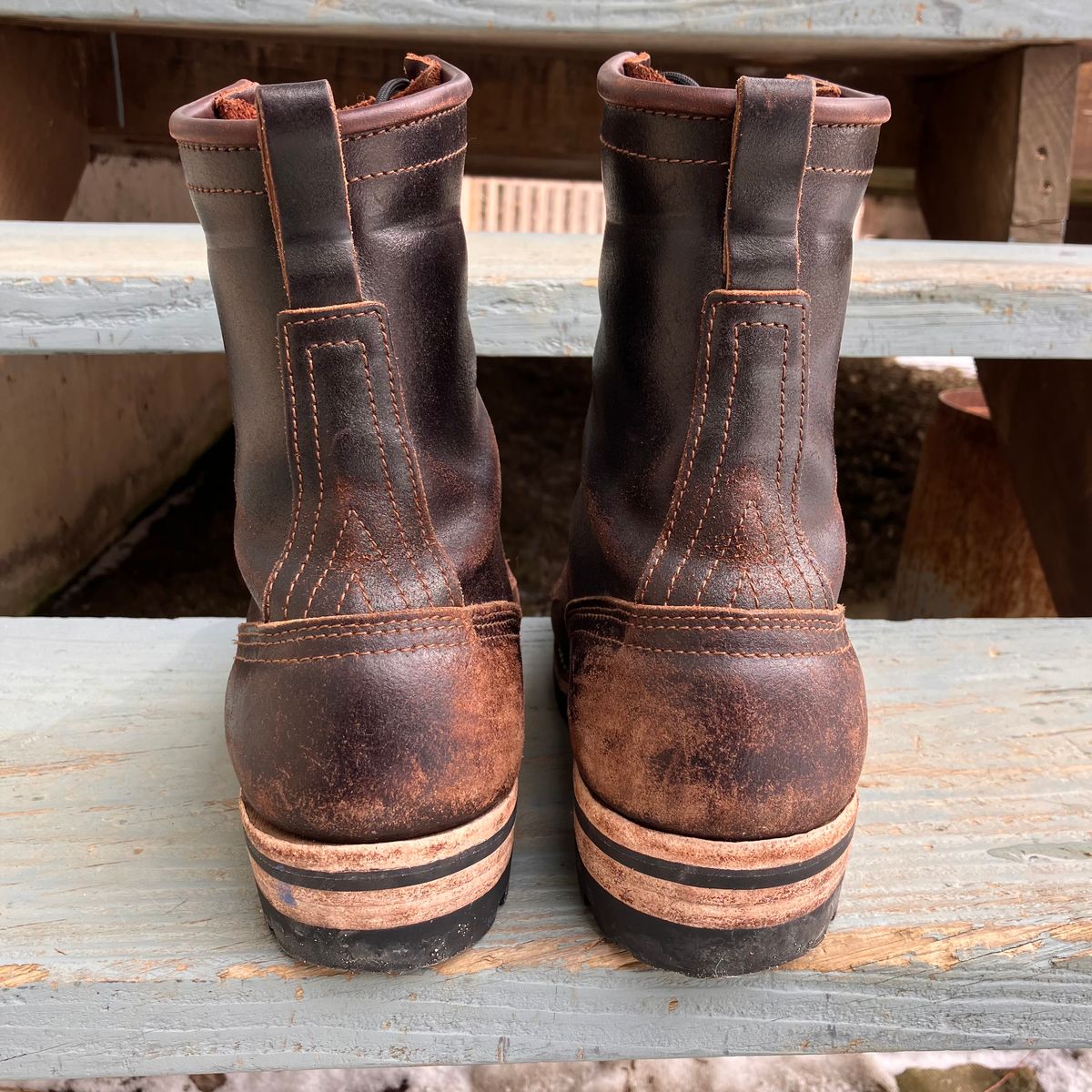 Photo by todd_ted on March 2, 2023 of the Nicks Urban Logger in Horween Brown Waxed Flesh.