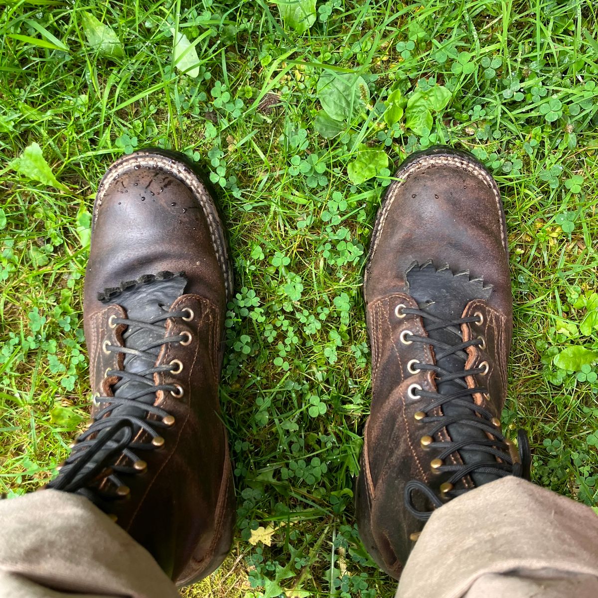 Photo by todd_ted on August 29, 2023 of the Nicks Urban Logger in Horween Brown Waxed Flesh.