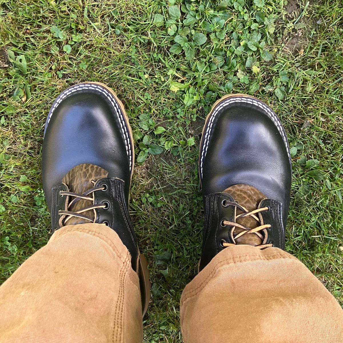 Photo by todd_ted on October 2, 2025 of the Nicks Civilian in Horween Black Chromexcel & Horween Greener Pastures Waxed Flesh.