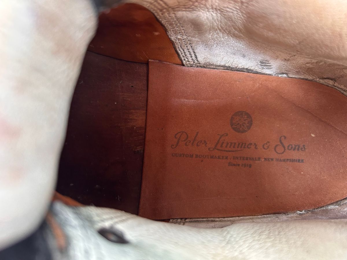 Photo by todd_ted on September 3, 2025 of the Peter Limmer & Sons Custom Model in Horween Black Waterproofed Chrome-Tanned Cowhide.