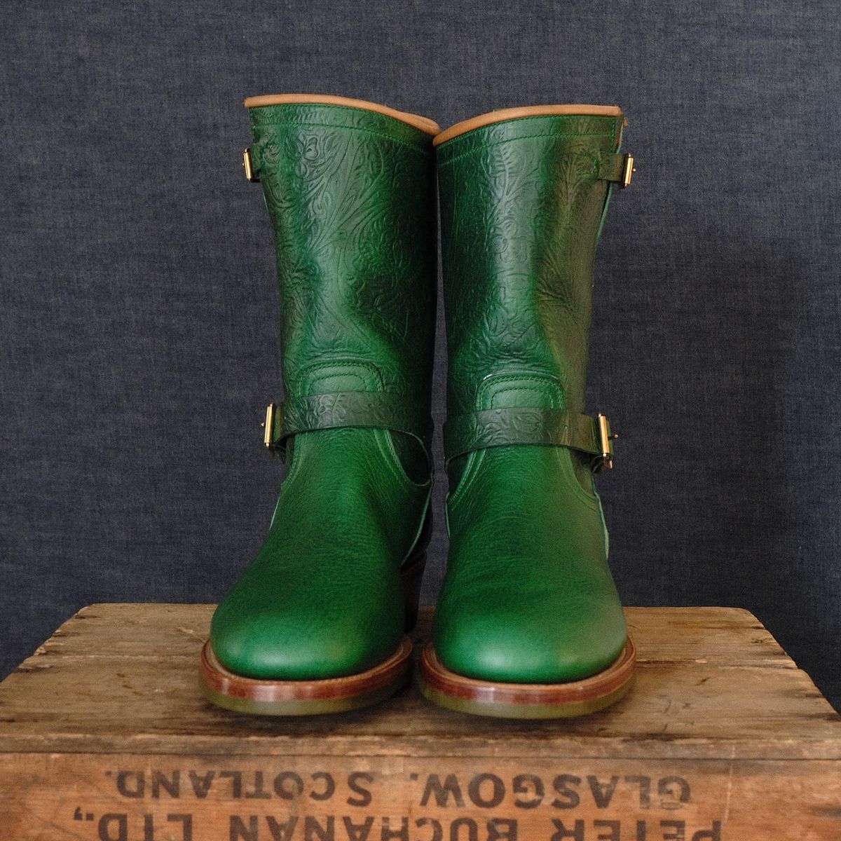 Photo by LarryStyles on November 1, 2025 of the Unsung U 22-2 Engineer Boot in Horween Chromexcel Embossed.