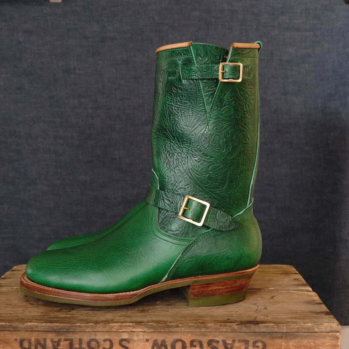 Photo by LarryStyles on November 1, 2025 of the Unsung U 22-2 Engineer Boot in Horween Chromexcel Embossed.