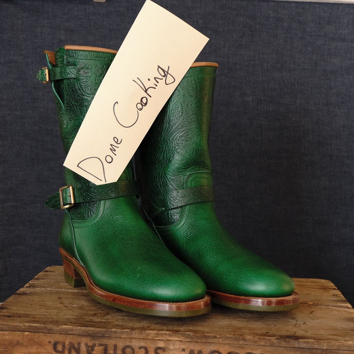 Photo by LarryStyles on November 1, 2025 of the Unsung U 22-2 Engineer Boot in Horween Chromexcel Embossed.