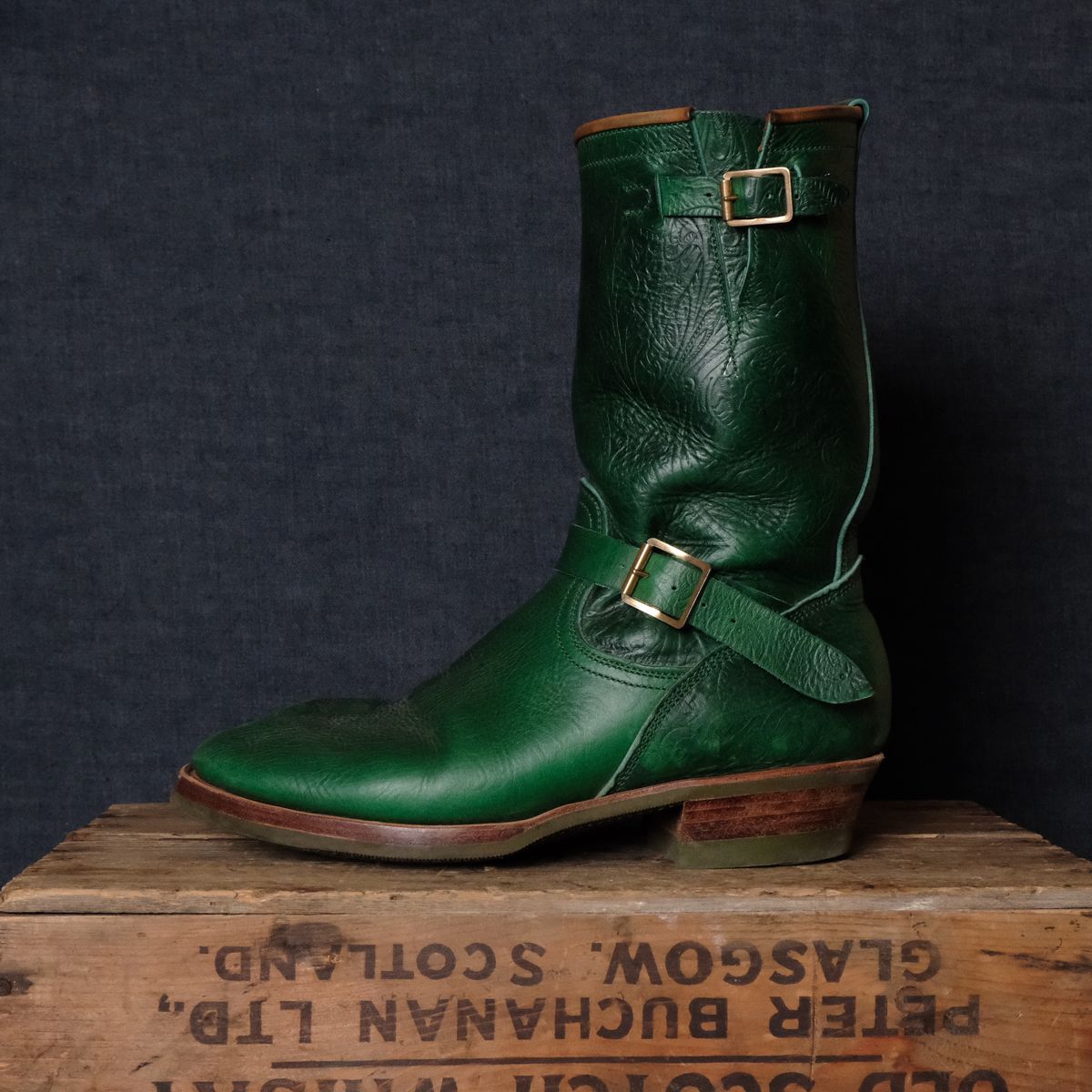 Photo by LarryStyles on December 2, 2025 of the Unsung U 22-2 Engineer Boot in Horween Chromexcel Embossed.