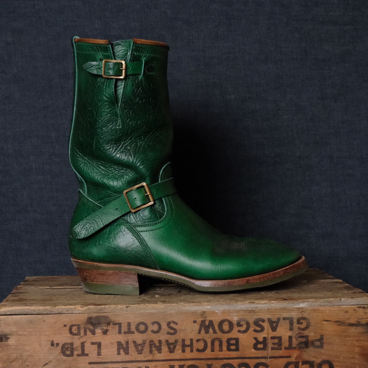 Photo by LarryStyles on December 2, 2025 of the Unsung U 22-2 Engineer Boot in Horween Chromexcel Embossed.