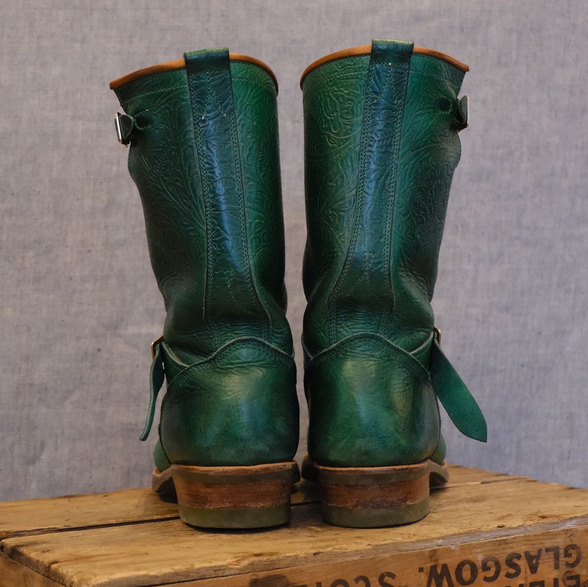 Photo by LarryStyles on February 3, 2026 of the Unsung U 22-2 Engineer Boot in Horween Chromexcel Embossed.