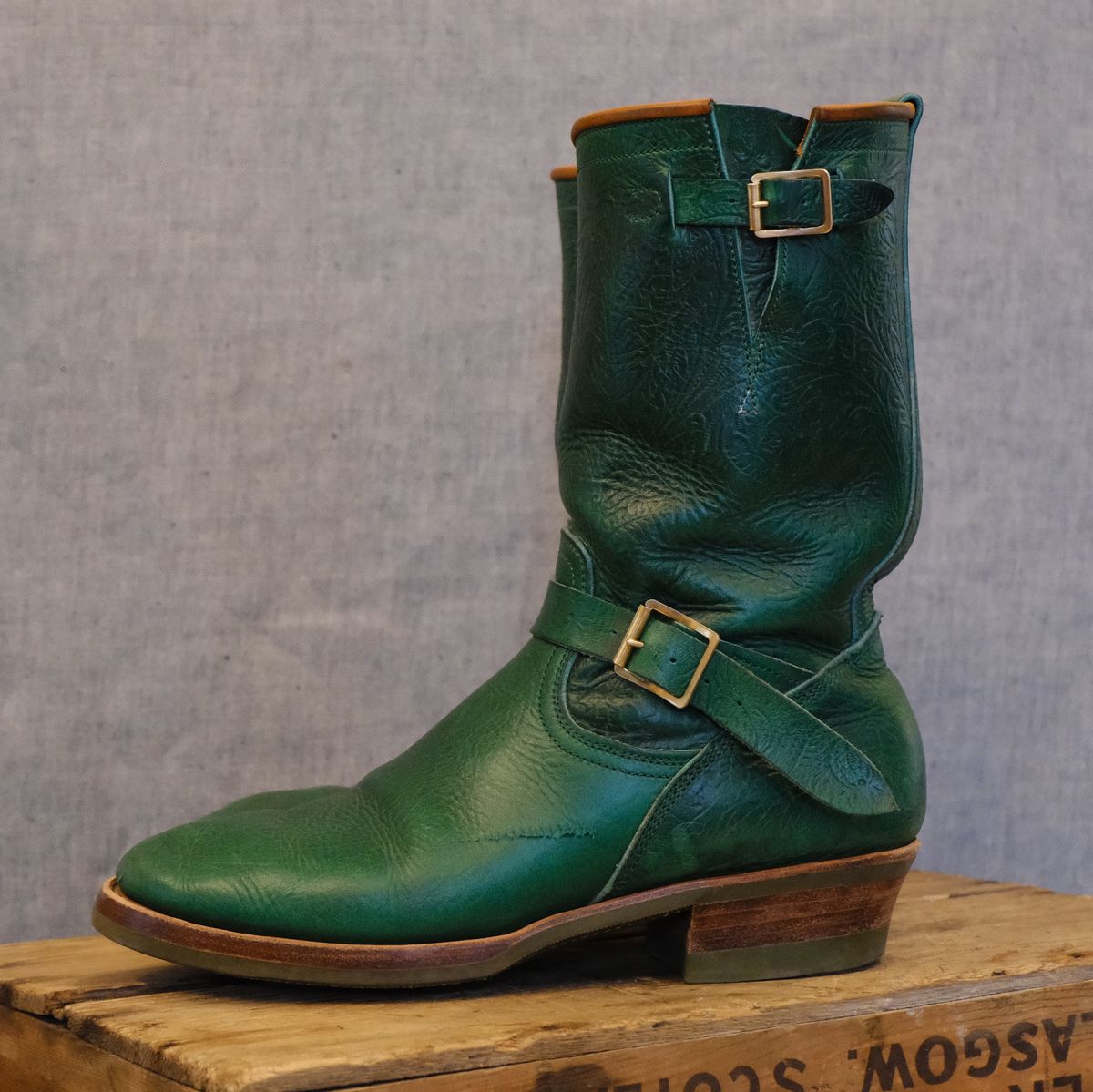 Photo by LarryStyles on February 3, 2026 of the Unsung U 22-2 Engineer Boot in Horween Chromexcel Embossed.