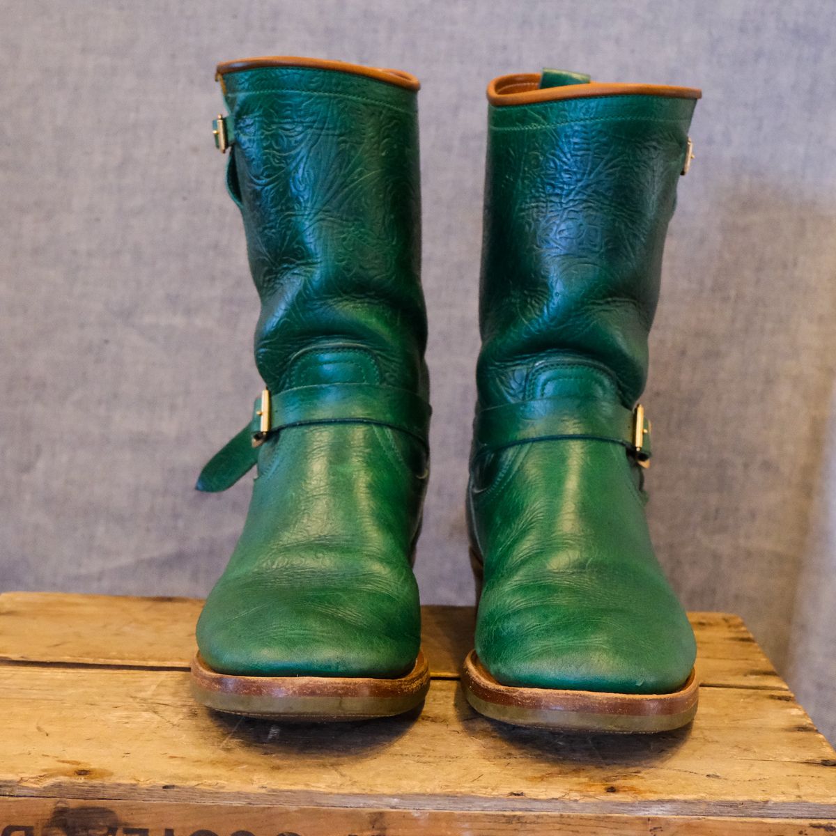 Photo by LarryStyles on March 3, 2026 of the Unsung U 22-2 Engineer Boot in Horween Chromexcel Embossed.