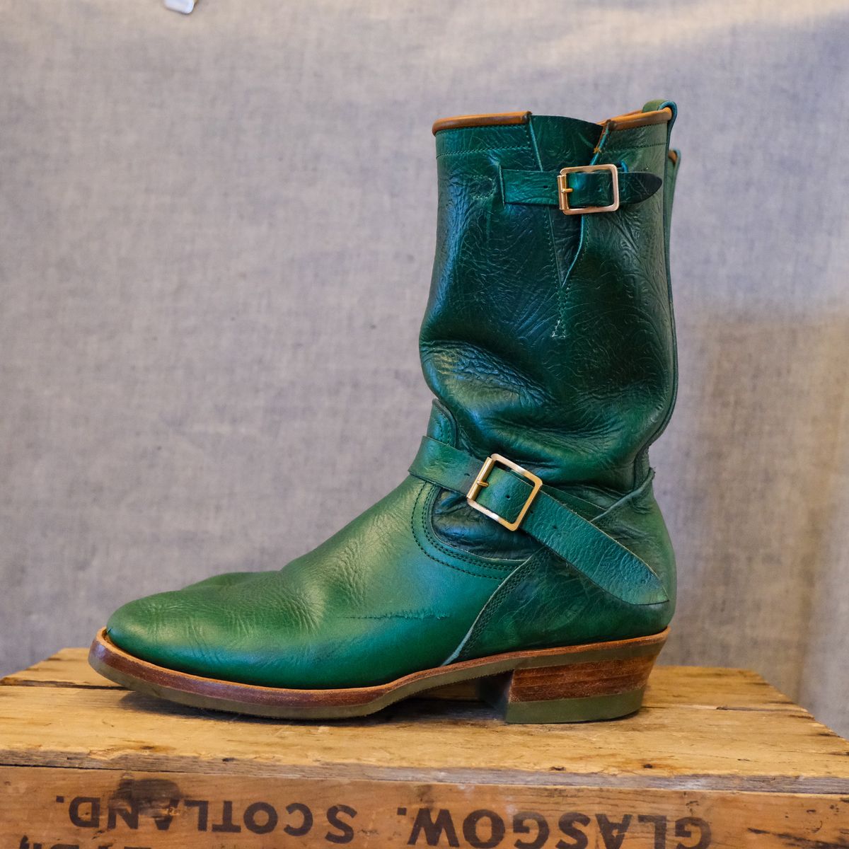 Photo by LarryStyles on March 3, 2026 of the Unsung U 22-2 Engineer Boot in Horween Chromexcel Embossed.