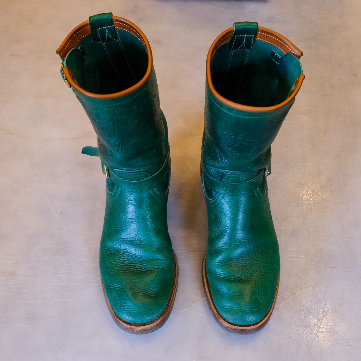 Photo by LarryStyles on March 3, 2026 of the Unsung U 22-2 Engineer Boot in Horween Chromexcel Embossed.