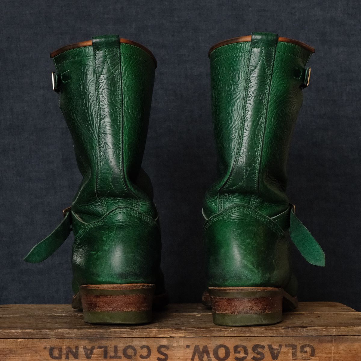 Photo by LarryStyles on April 2, 2026 of the Unsung U 22-2 Engineer Boot in Horween Chromexcel Embossed.