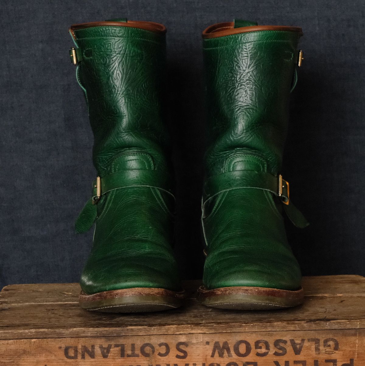 Photo by LarryStyles on April 2, 2026 of the Unsung U 22-2 Engineer Boot in Horween Chromexcel Embossed.