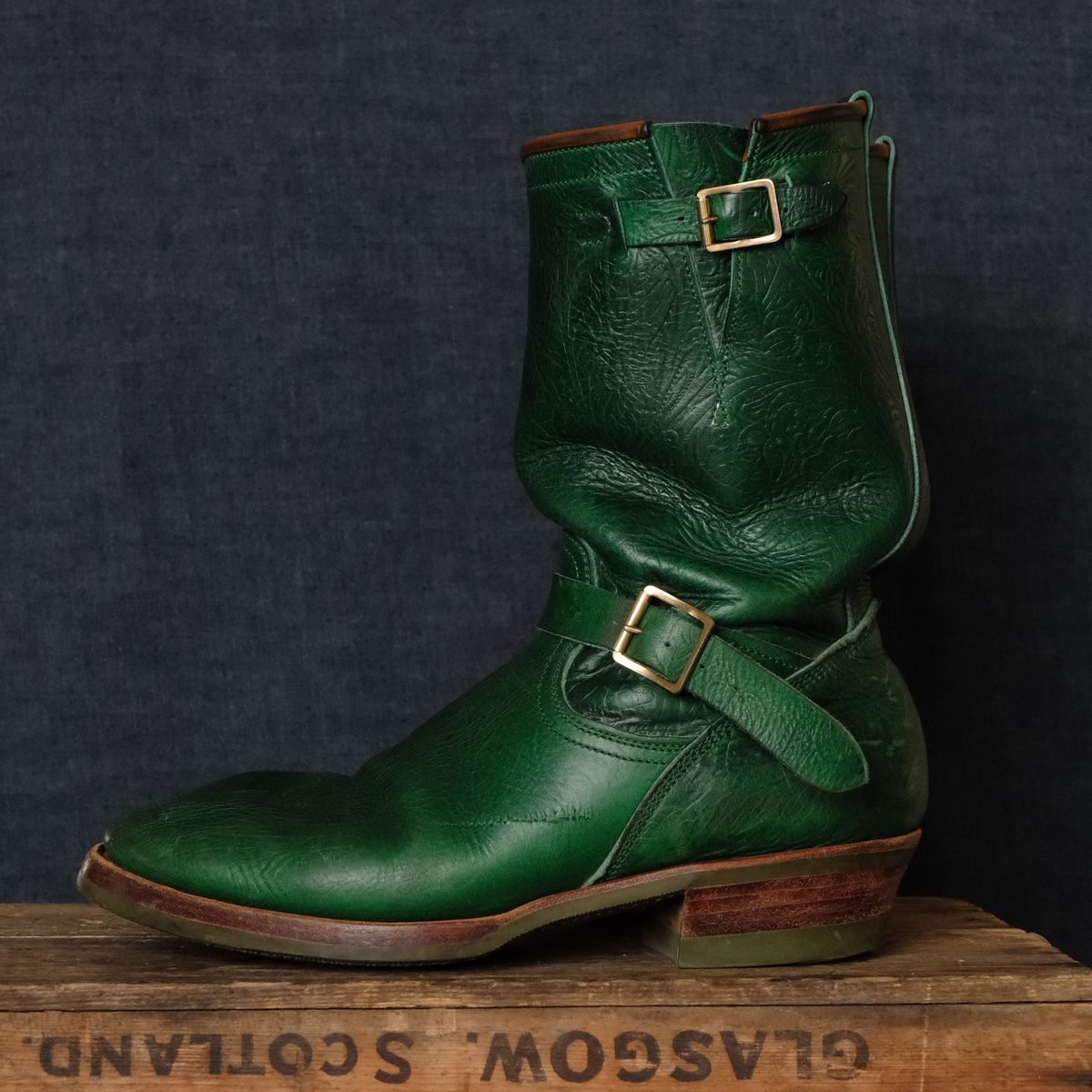 Photo by LarryStyles on April 2, 2026 of the Unsung U 22-2 Engineer Boot in Horween Chromexcel Embossed.