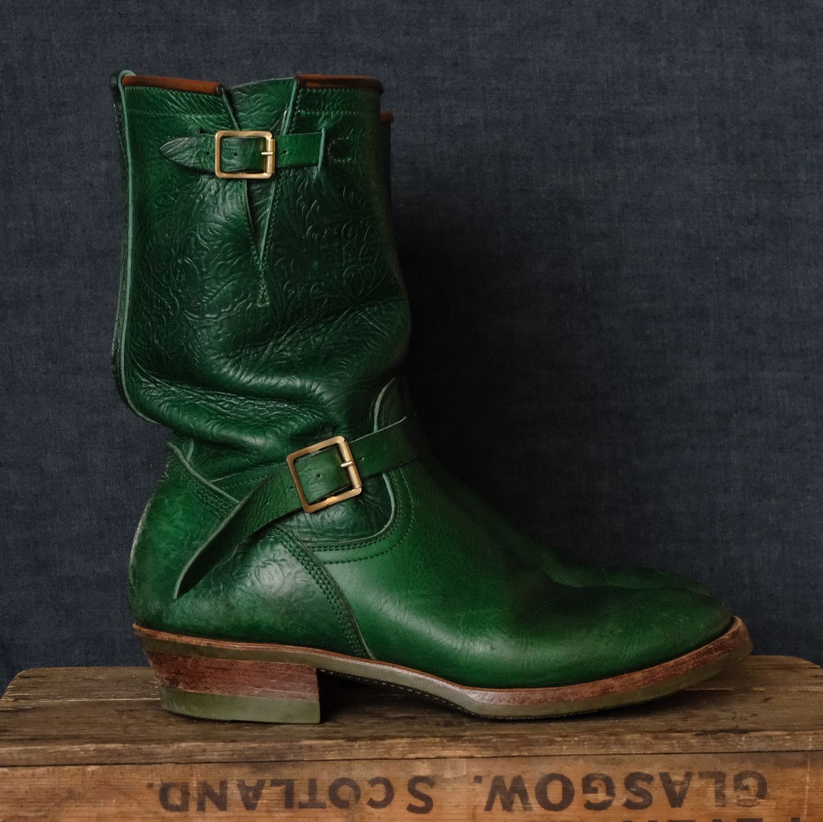 Photo by LarryStyles on April 2, 2026 of the Unsung U 22-2 Engineer Boot in Horween Chromexcel Embossed.
