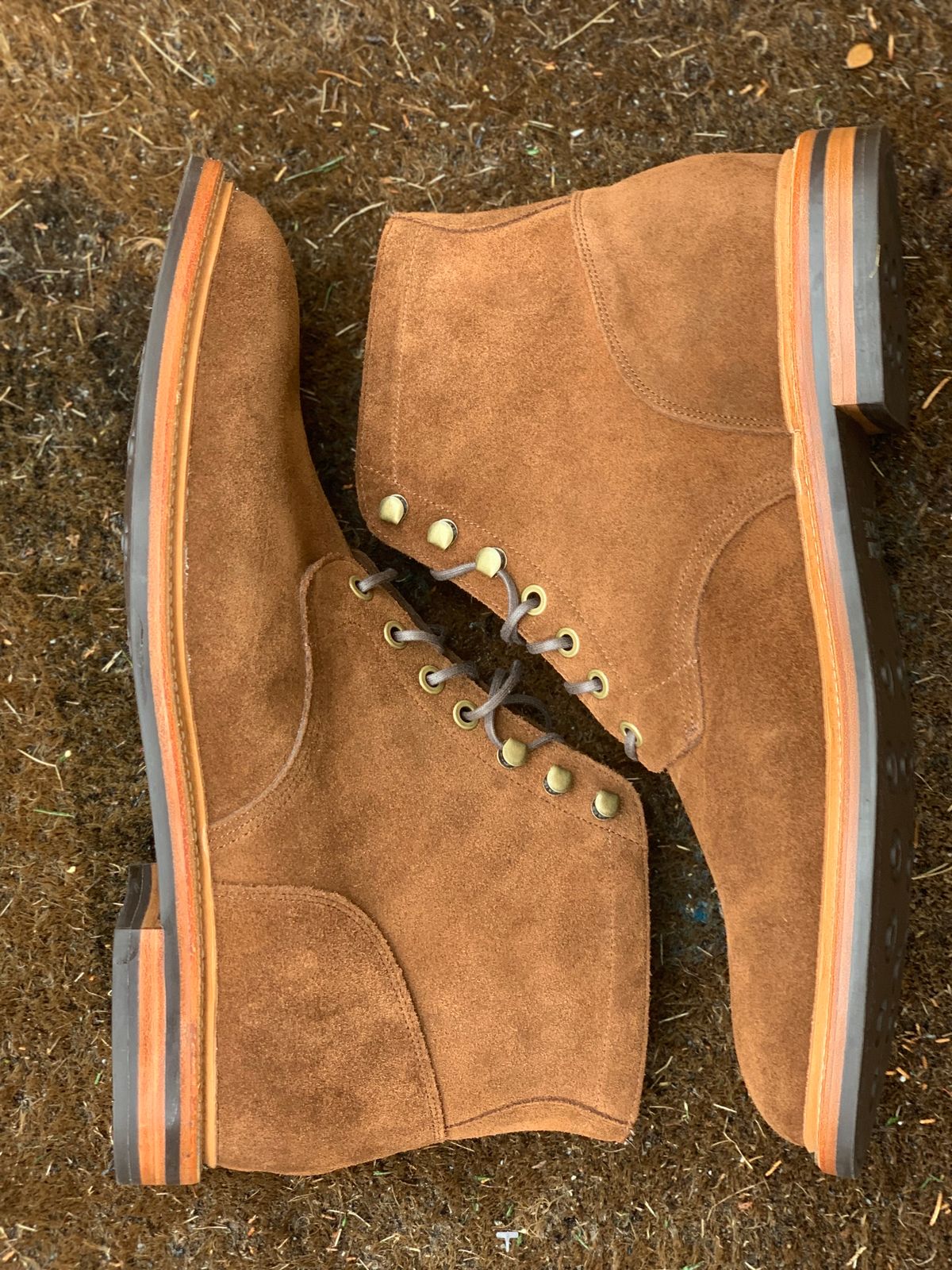 Photo by Sticks_and_Stones on October 1, 2022 of the Grant Stone Diesel Boot in C.F. Stead Bourbon Repello Calf Suede.