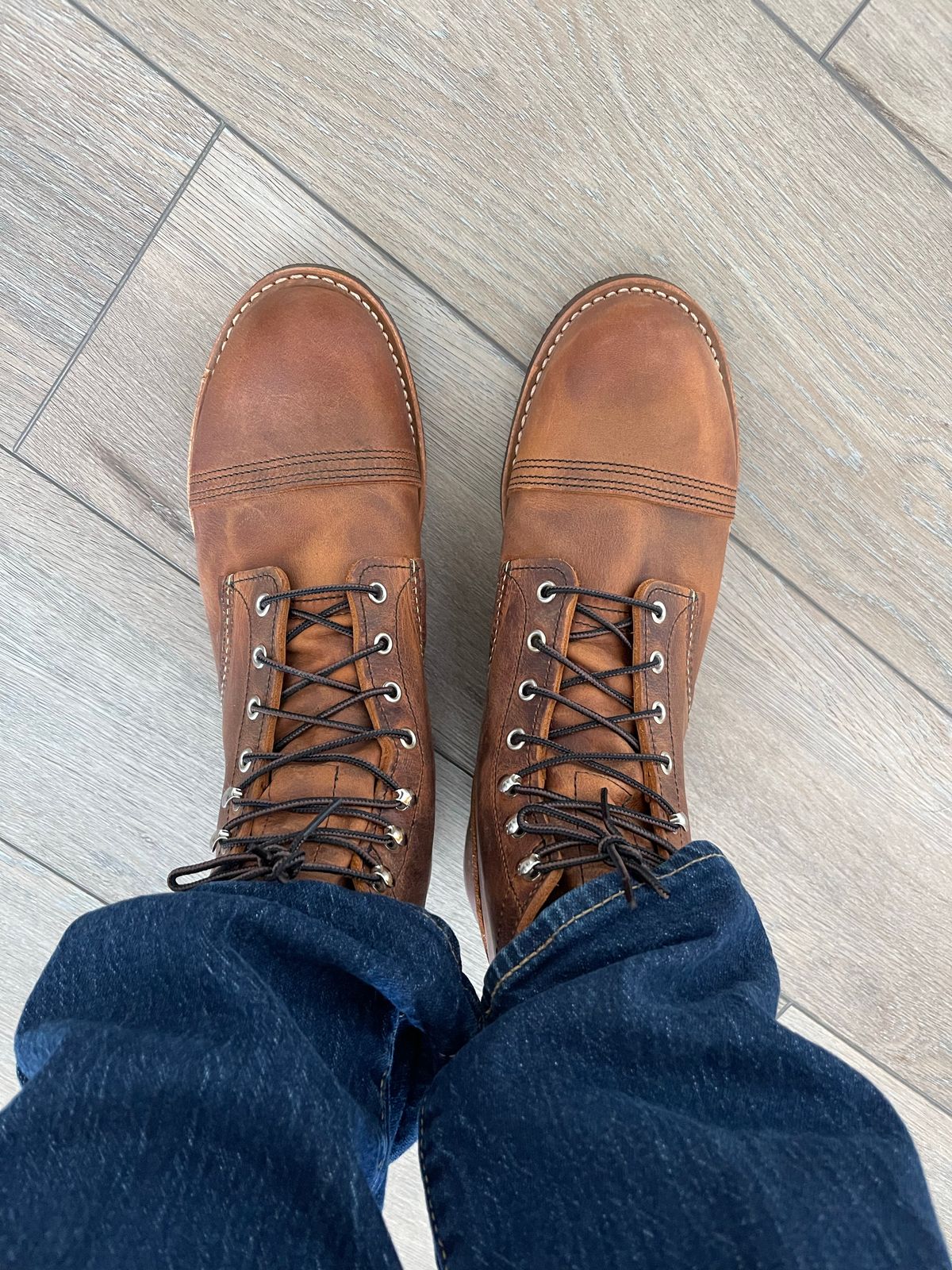 Photo by boot_jay_ on June 19, 2022 of the Red Wing Iron Ranger in S.B. Foot Copper Rough and Tough.