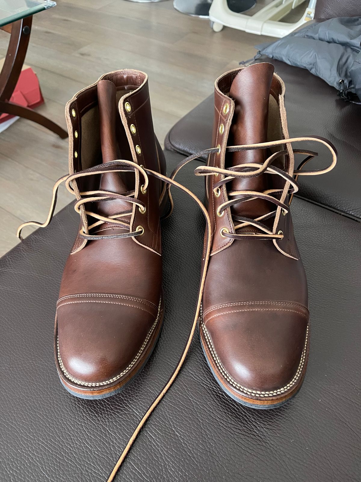 Photo by boot_jay_ on April 1, 2023 of the Viberg Service Boot in Horween Brown Chromexcel.