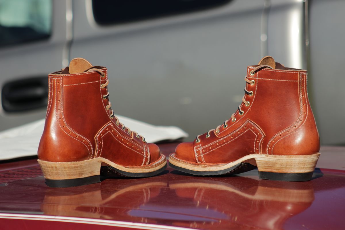 Photo by J.Seven on November 4, 2025 of the Frank's Boots Monkey Boot in Horween Olde English Dublin.