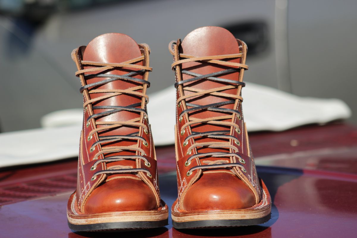Photo by J.Seven on November 4, 2025 of the Frank's Boots Monkey Boot in Horween Olde English Dublin.