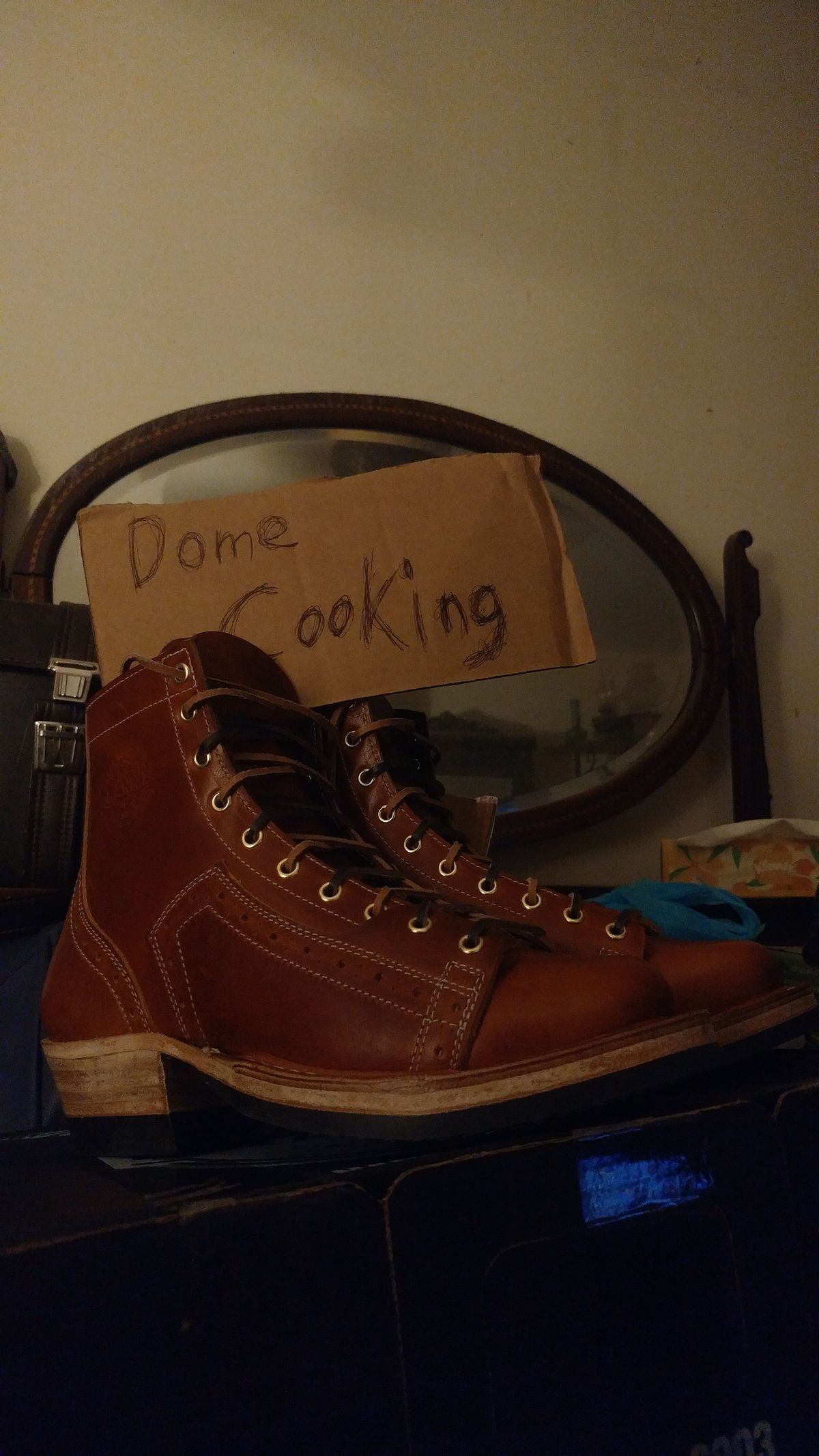 Photo by J.Seven on November 5, 2025 of the Frank's Boots Monkey Boot in Horween Olde English Dublin.