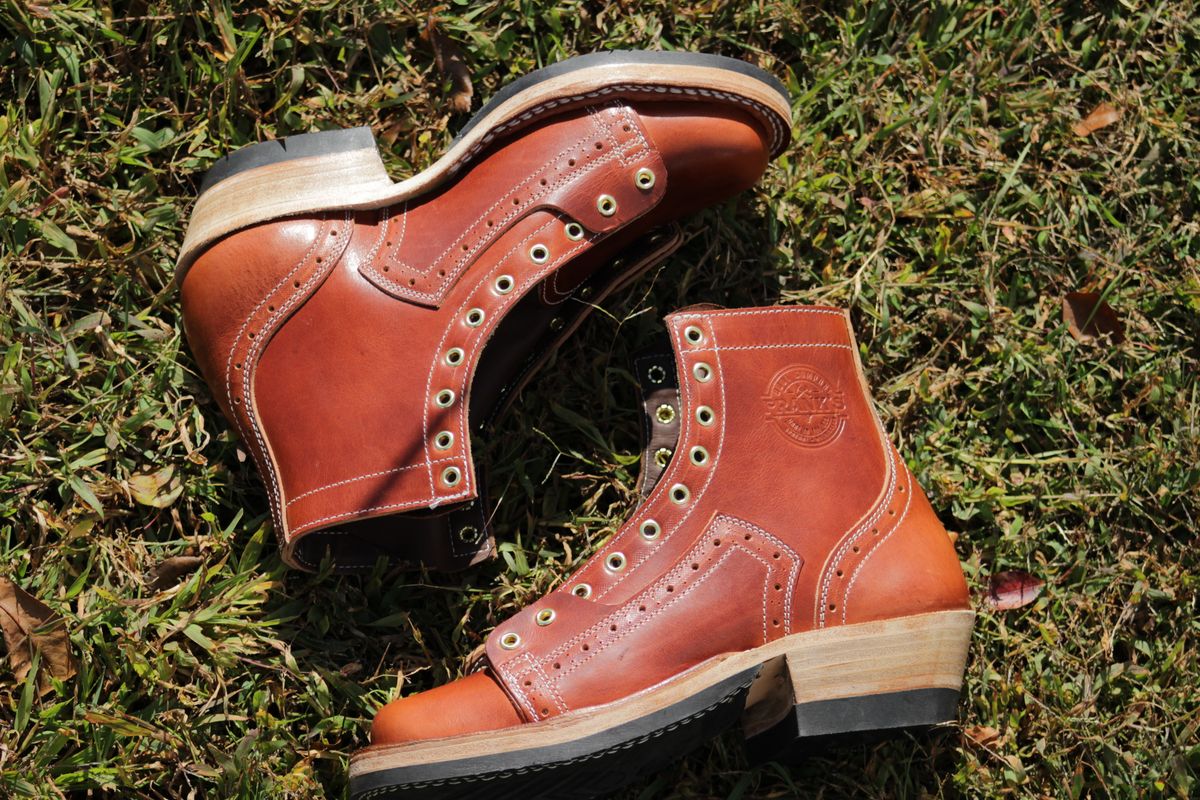 Photo by J.Seven on October 22, 2025 of the Frank's Boots Monkey Boot in Horween Olde English Dublin.