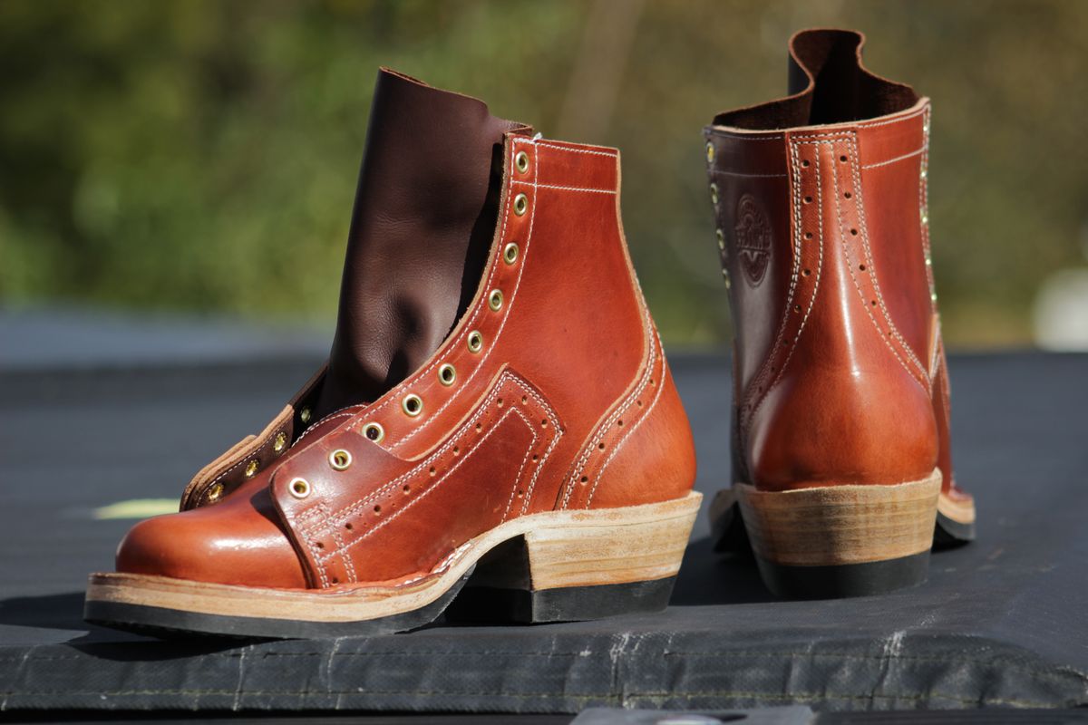 Photo by J.Seven on October 22, 2025 of the Frank's Boots Monkey Boot in Horween Olde English Dublin.
