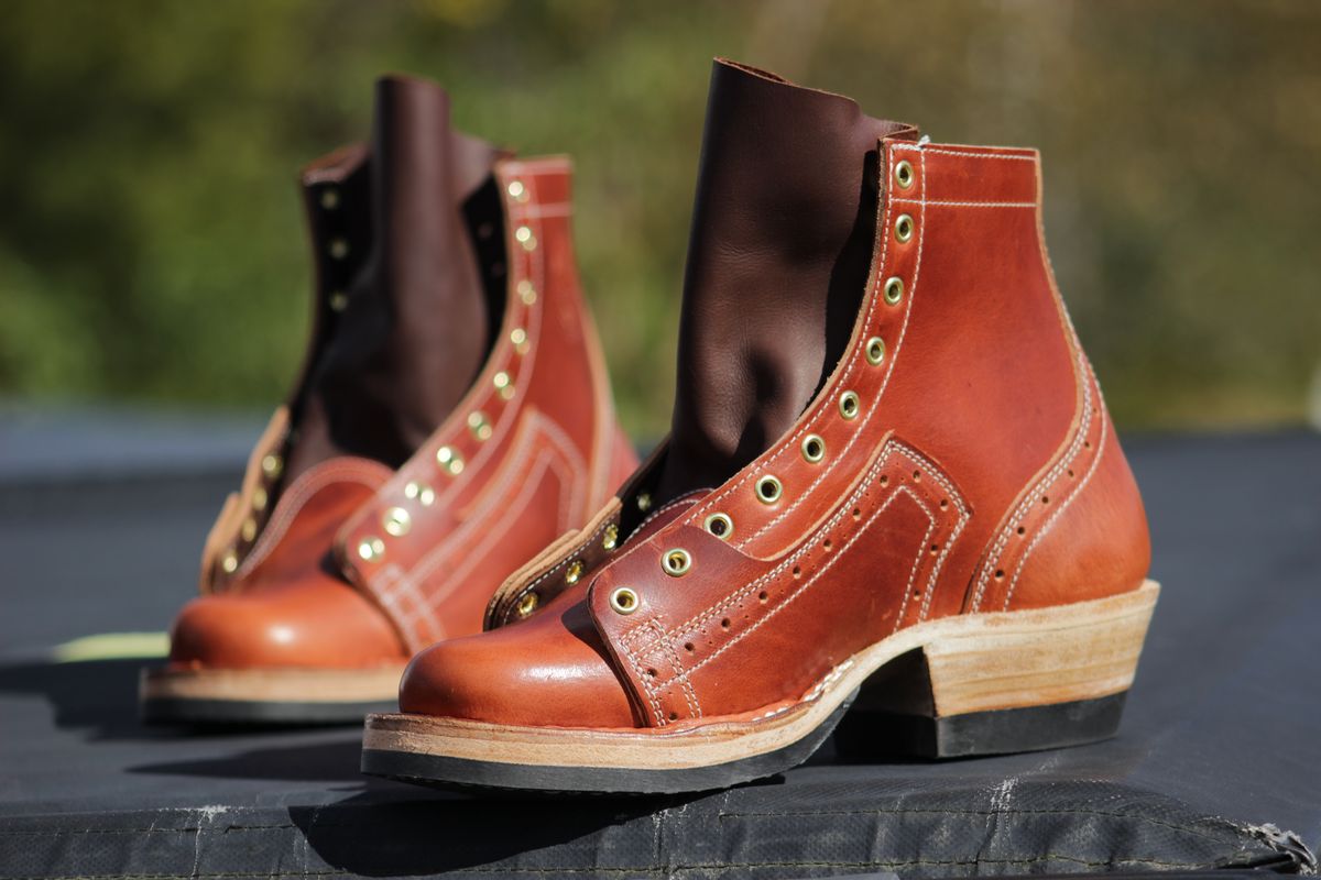 Photo by J.Seven on October 22, 2025 of the Frank's Boots Monkey Boot in Horween Olde English Dublin.