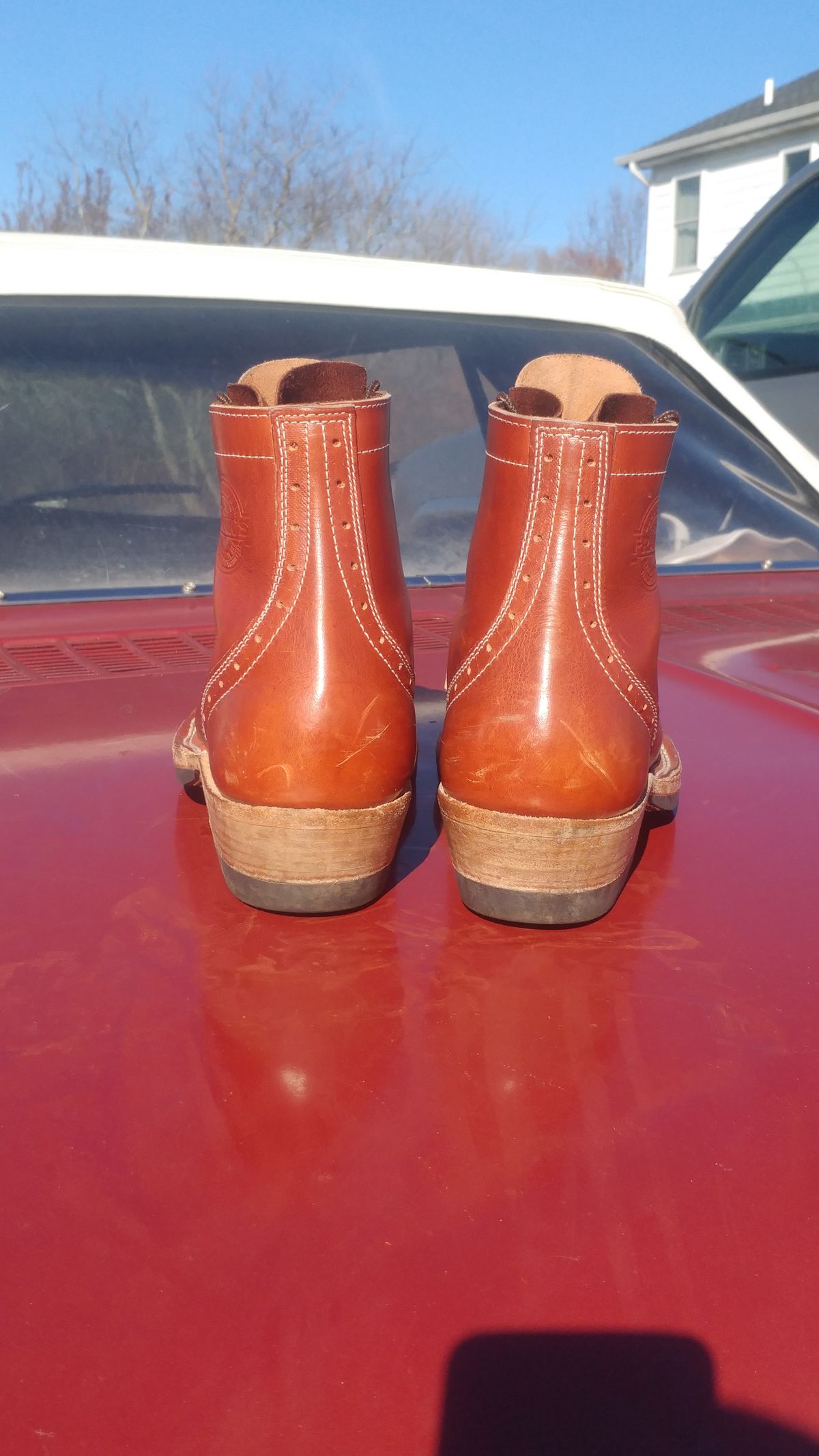 Photo by J.Seven on December 1, 2025 of the Frank's Boots Monkey Boot in Horween Olde English Dublin.