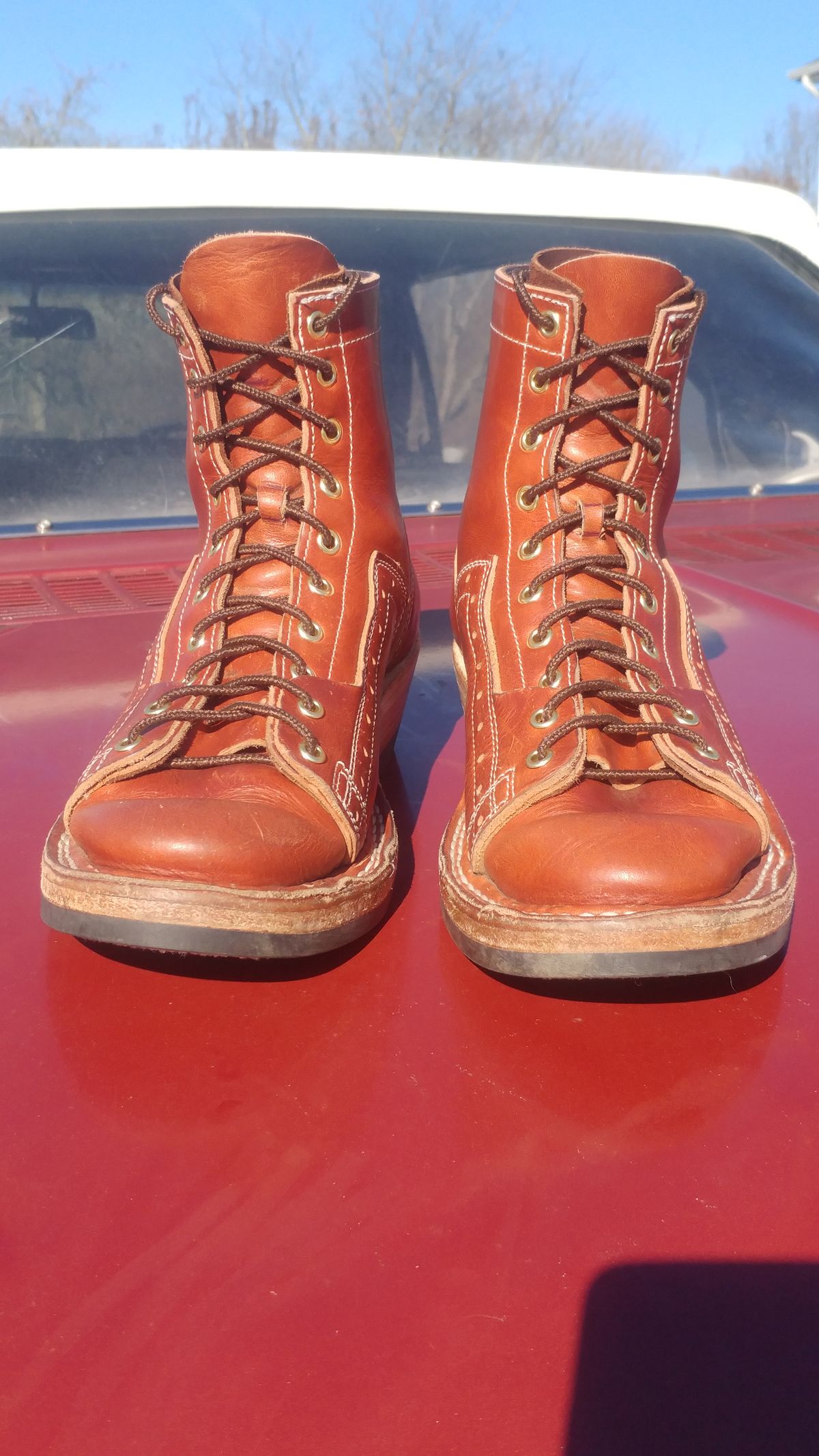 Photo by J.Seven on December 1, 2025 of the Frank's Boots Monkey Boot in Horween Olde English Dublin.