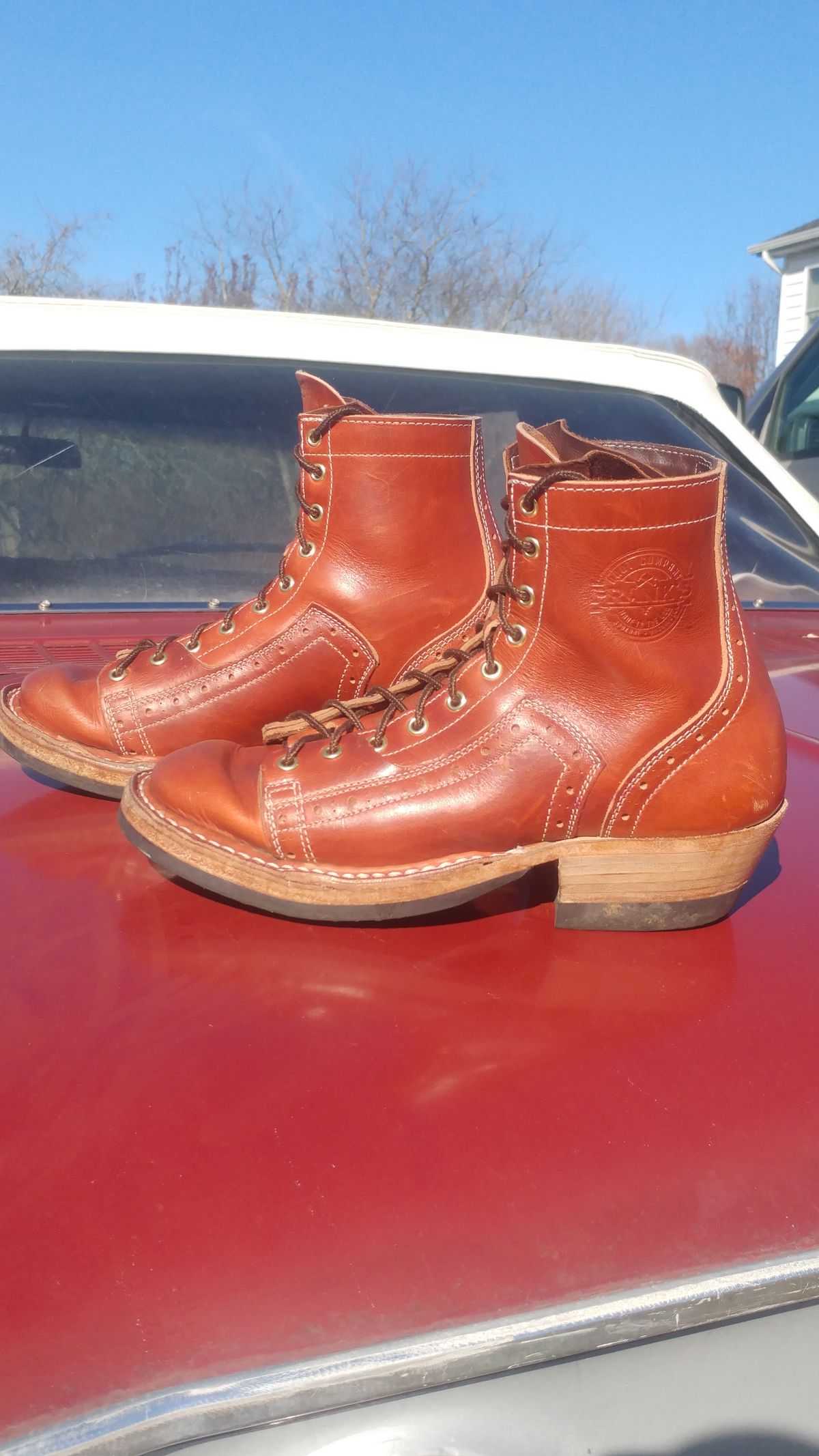 Photo by J.Seven on December 1, 2025 of the Frank's Boots Monkey Boot in Horween Olde English Dublin.