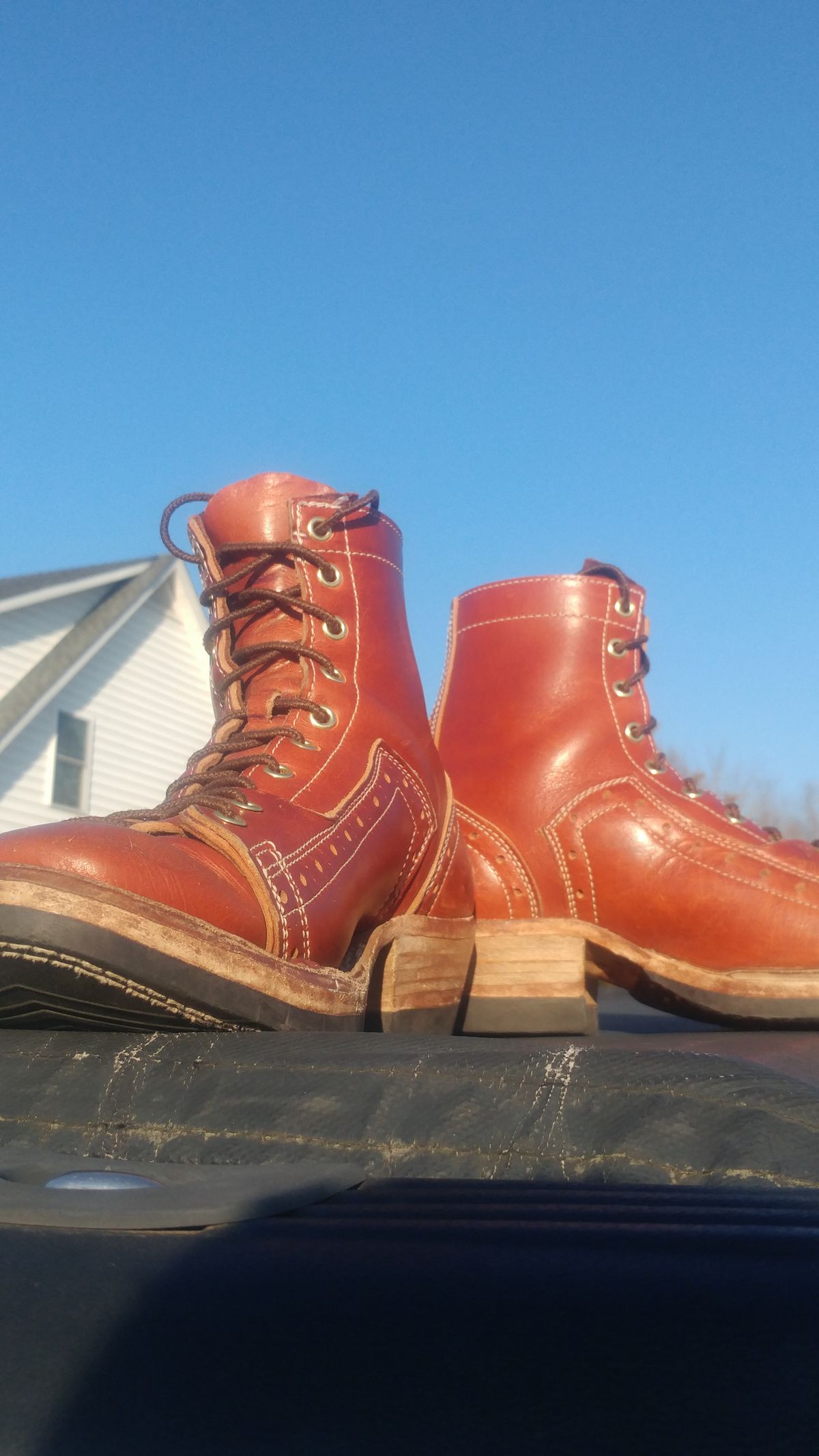 Photo by J.Seven on January 4, 2026 of the Frank's Boots Monkey Boot in Horween Olde English Dublin.