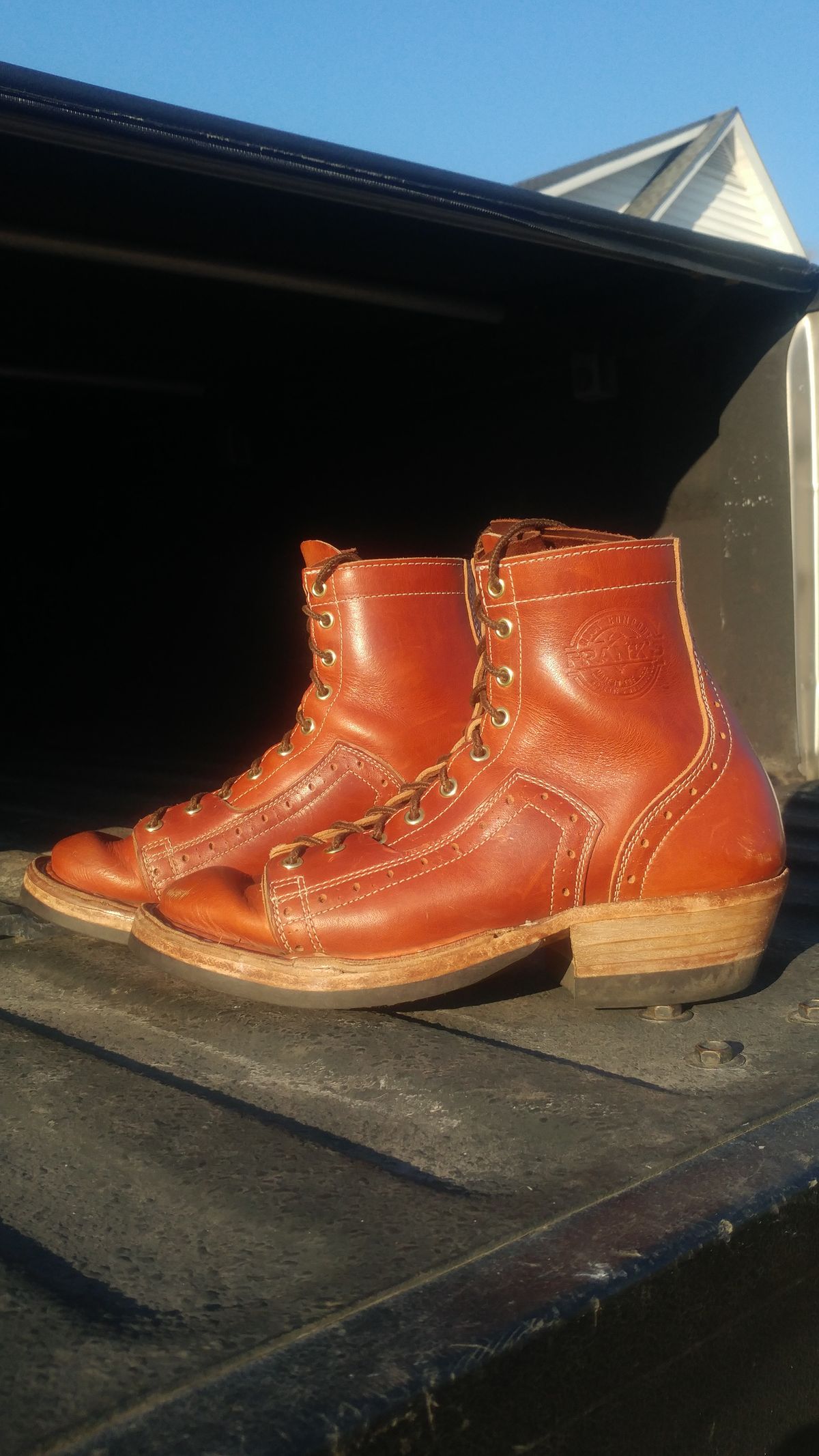 Photo by J.Seven on January 4, 2026 of the Frank's Boots Monkey Boot in Horween Olde English Dublin.