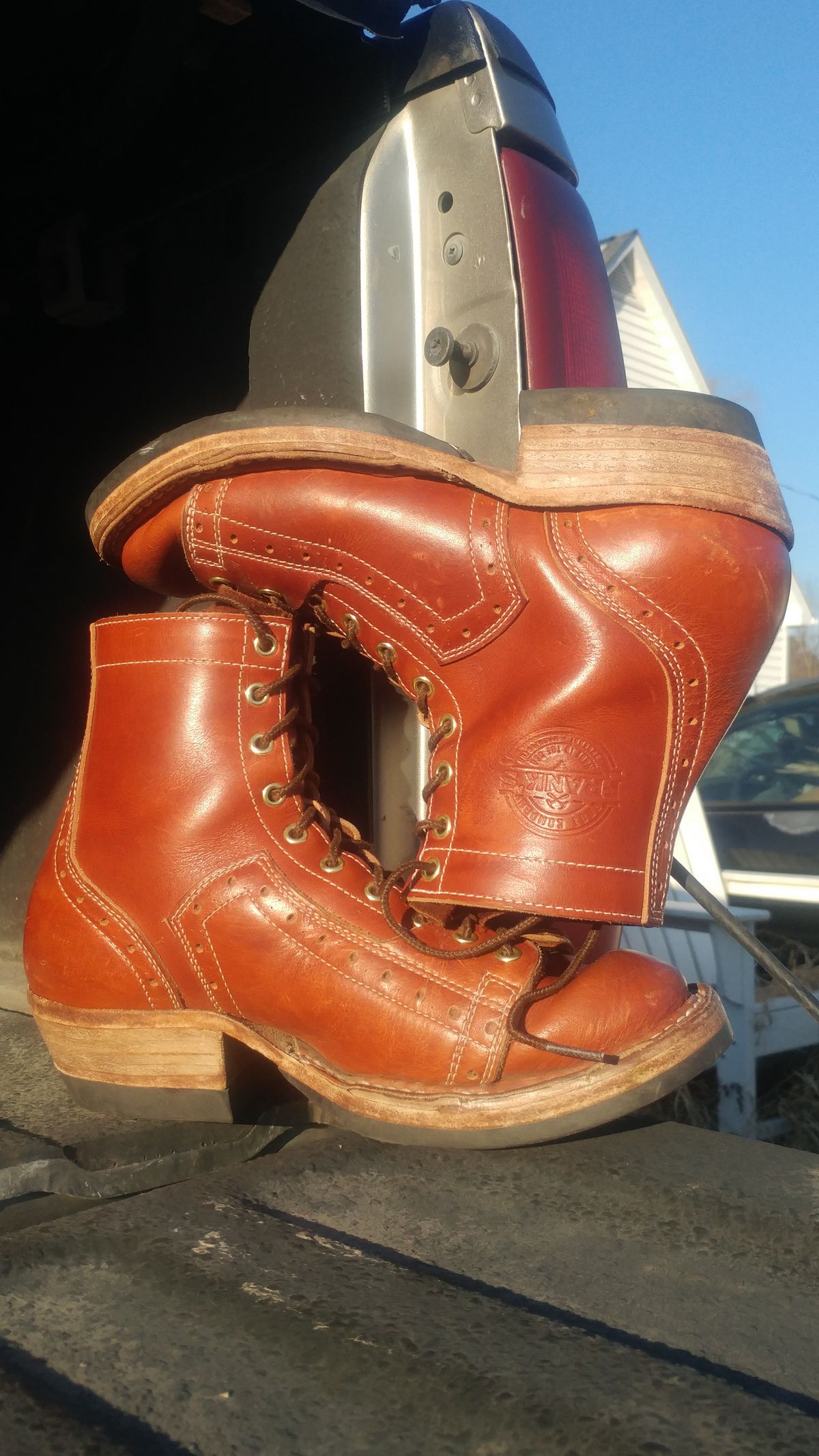 Photo by J.Seven on January 4, 2026 of the Frank's Boots Monkey Boot in Horween Olde English Dublin.