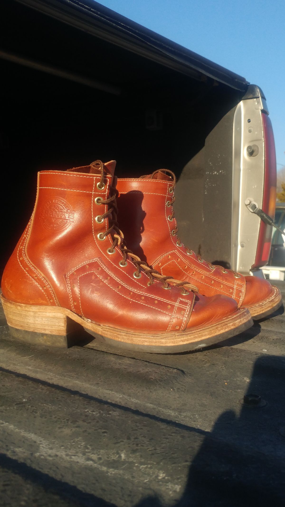 Photo by J.Seven on January 4, 2026 of the Frank's Boots Monkey Boot in Horween Olde English Dublin.