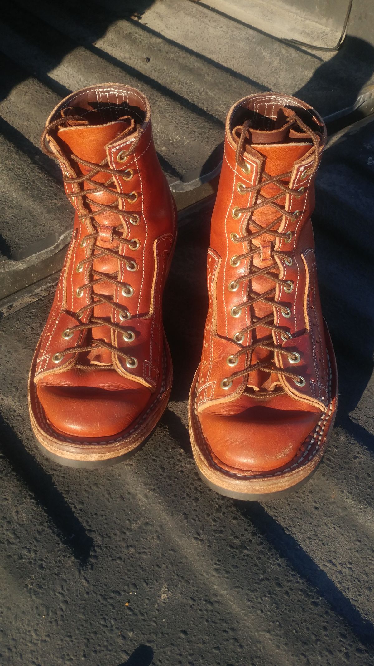 Photo by J.Seven on January 4, 2026 of the Frank's Boots Monkey Boot in Horween Olde English Dublin.