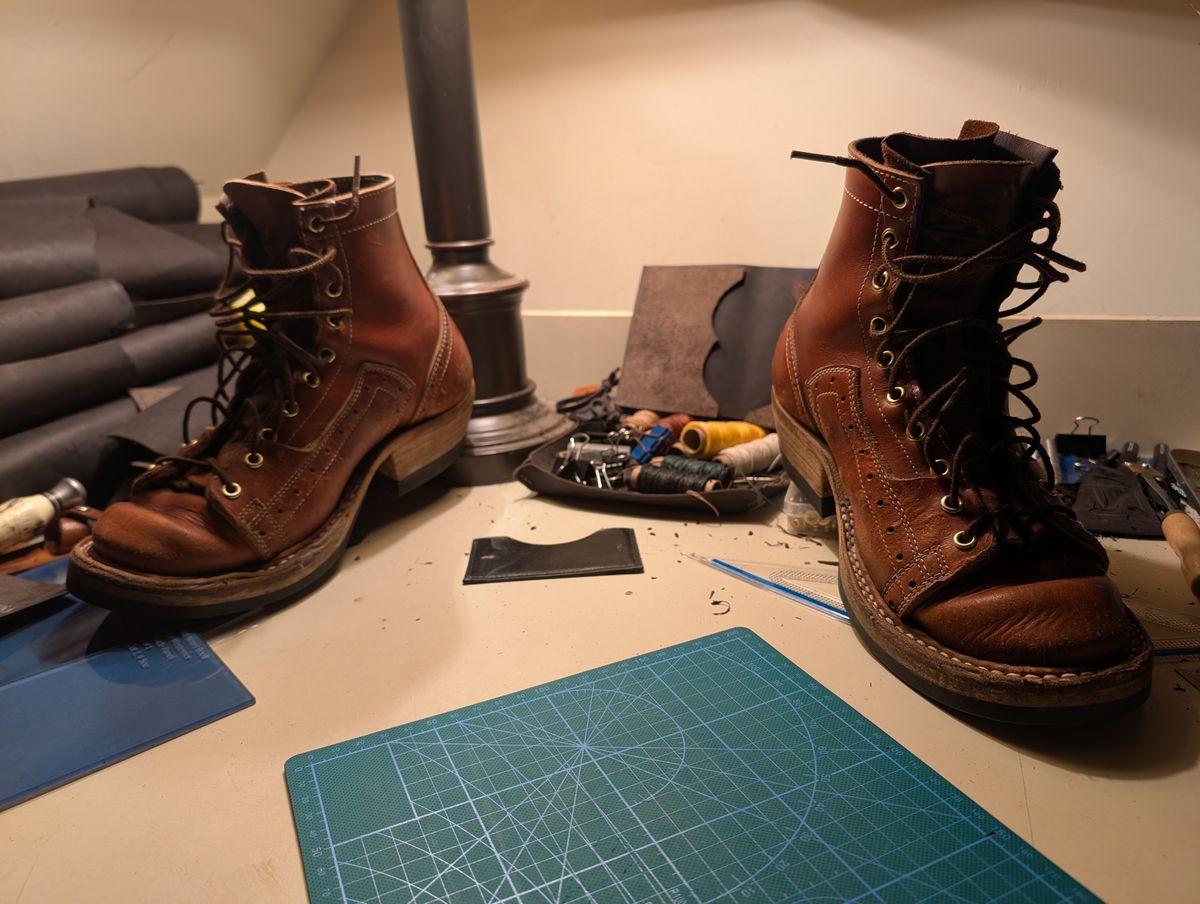 Photo by J.Seven on February 4, 2026 of the Frank's Boots Monkey Boot in Horween Olde English Dublin.