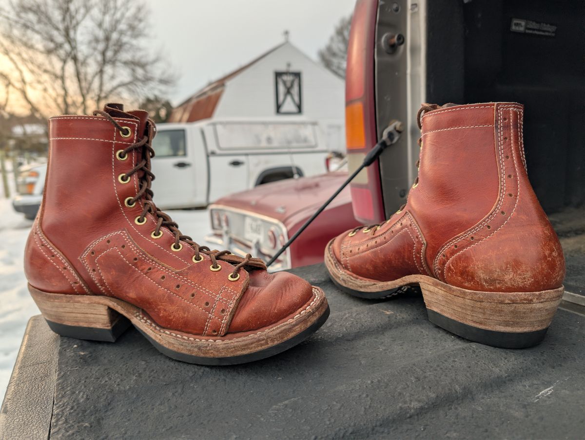 Photo by J.Seven on February 4, 2026 of the Frank's Boots Monkey Boot in Horween Olde English Dublin.