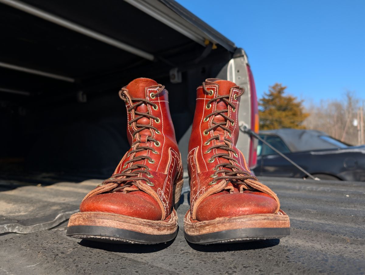 Photo by J.Seven on February 5, 2026 of the Frank's Boots Monkey Boot in Horween Olde English Dublin.