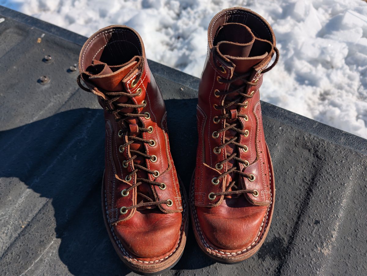 Photo by J.Seven on February 5, 2026 of the Frank's Boots Monkey Boot in Horween Olde English Dublin.