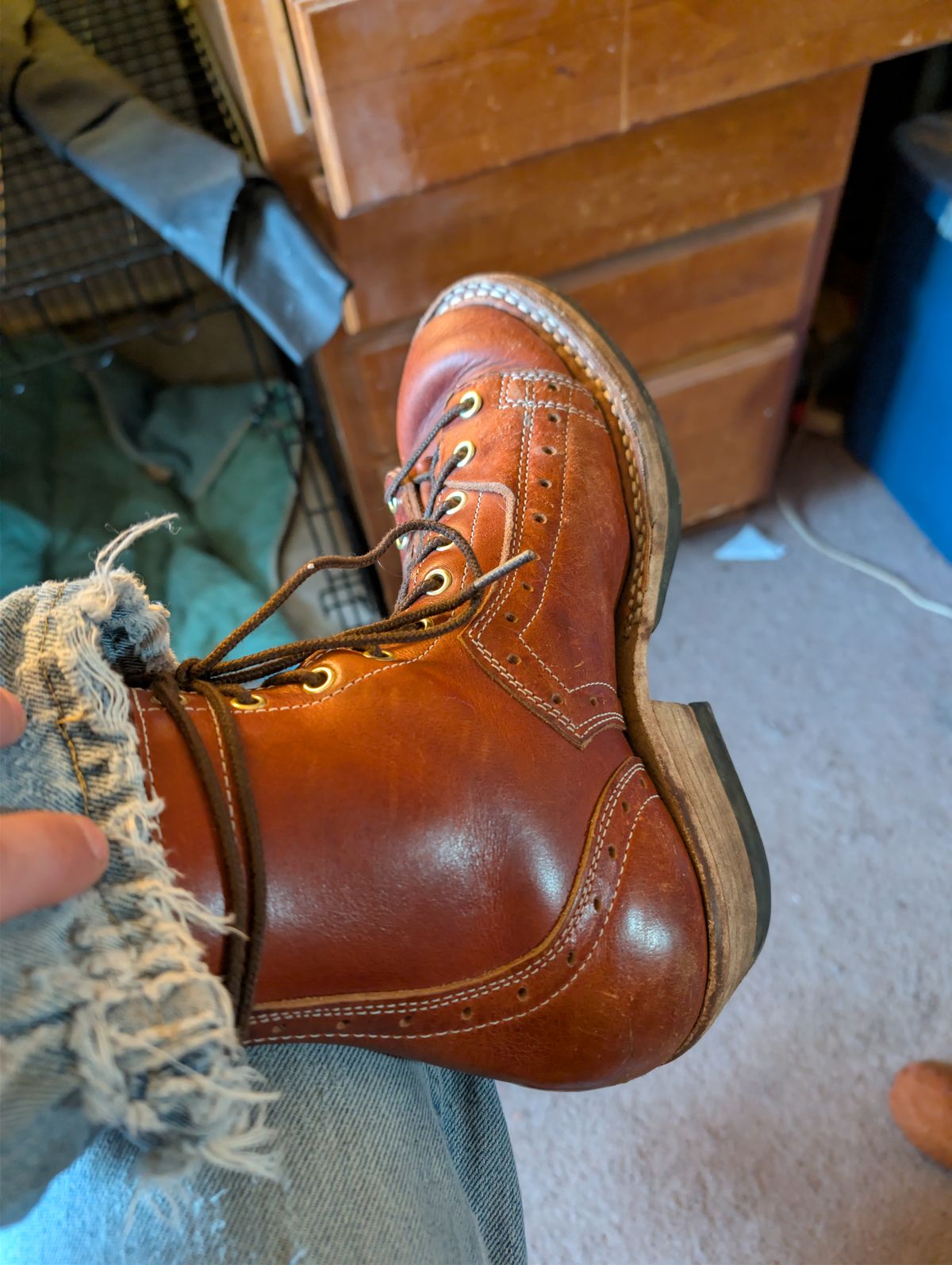 Photo by J.Seven on February 21, 2026 of the Frank's Boots Monkey Boot in Horween Olde English Dublin.