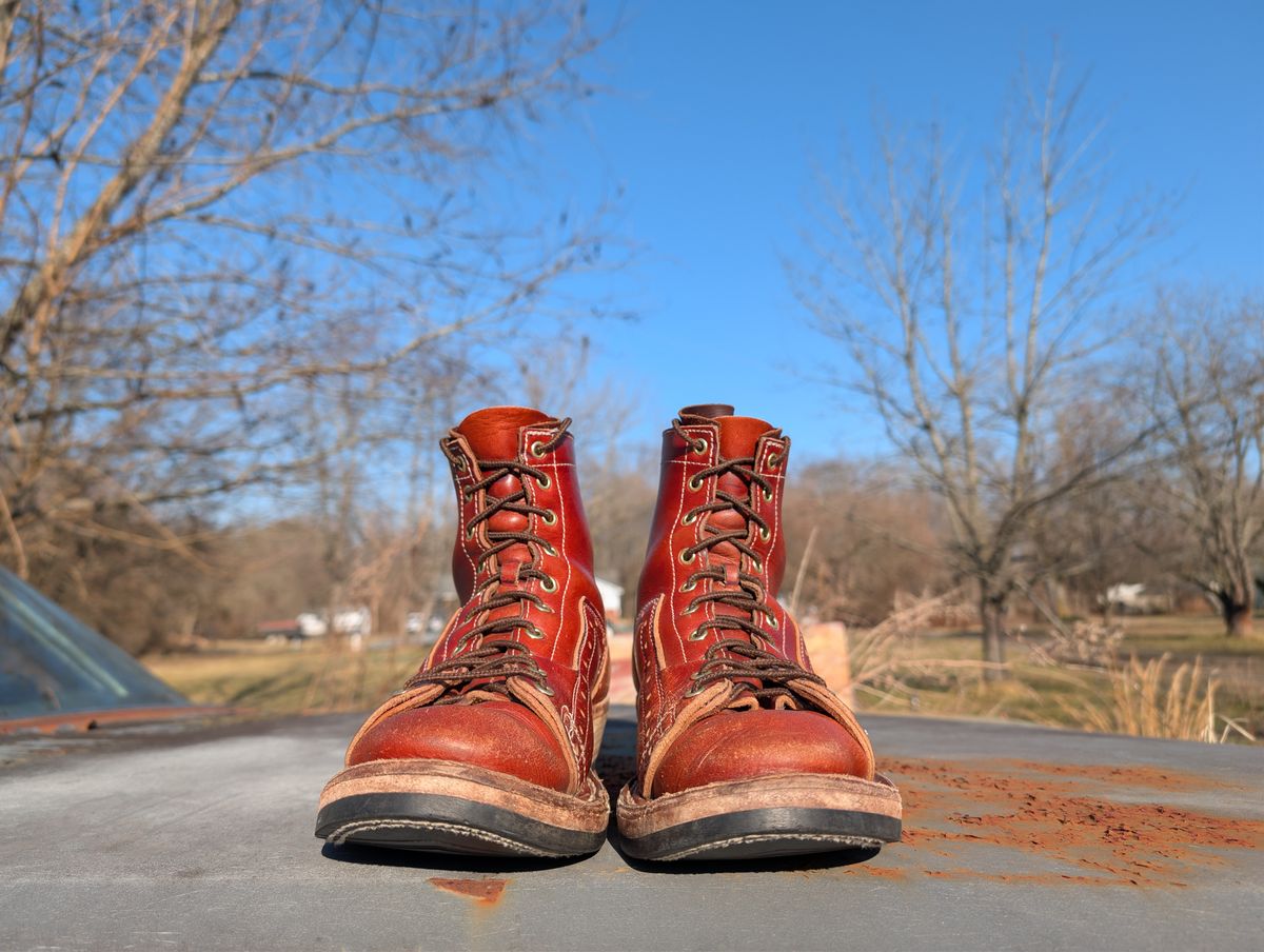 Photo by J.Seven on March 1, 2026 of the Frank's Boots Monkey Boot in Horween Olde English Dublin.