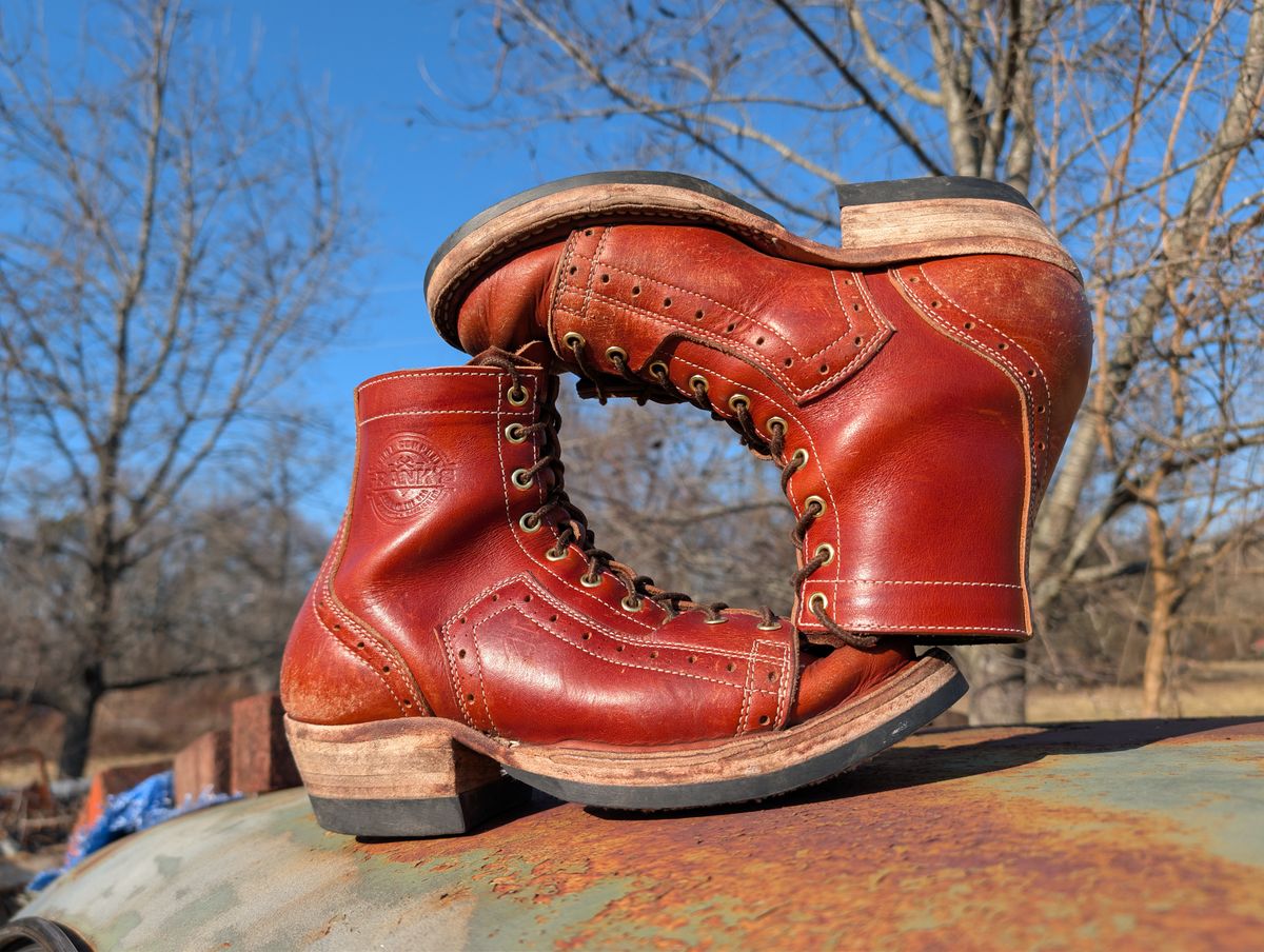Photo by J.Seven on March 1, 2026 of the Frank's Boots Monkey Boot in Horween Olde English Dublin.