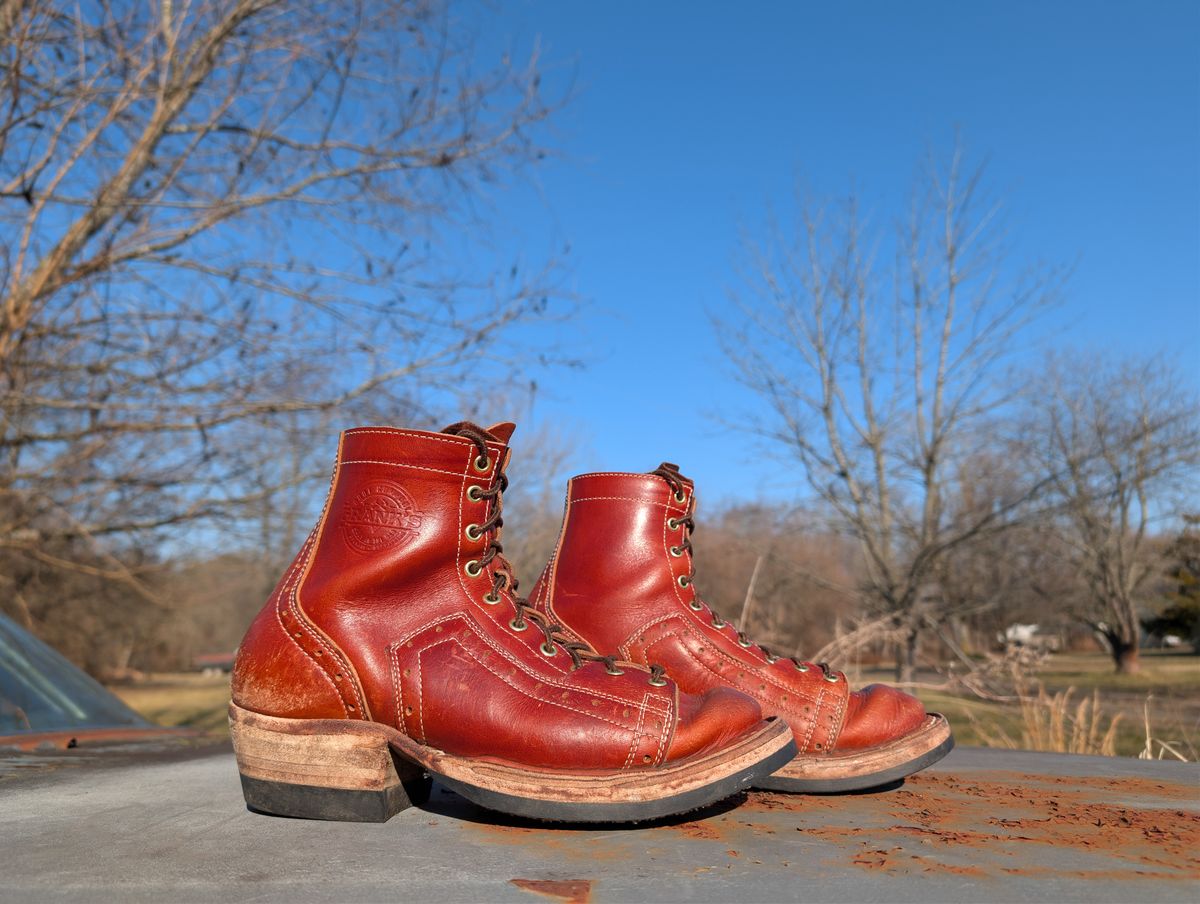 Photo by J.Seven on March 1, 2026 of the Frank's Boots Monkey Boot in Horween Olde English Dublin.