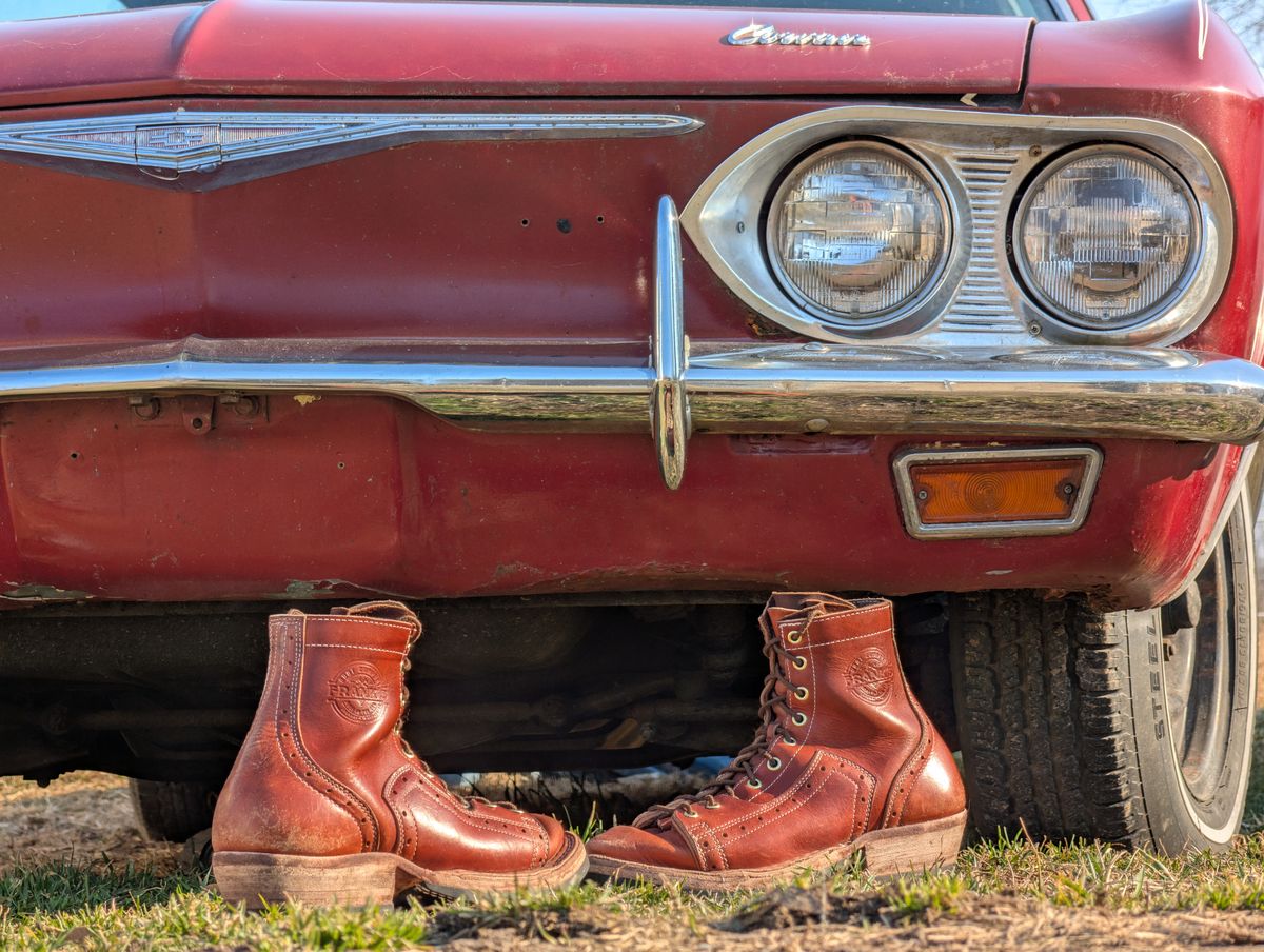 Photo by J.Seven on March 1, 2026 of the Frank's Boots Monkey Boot in Horween Olde English Dublin.