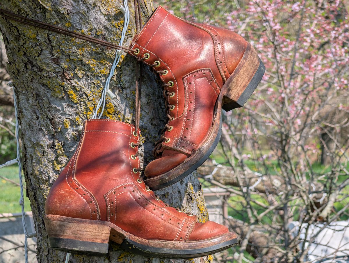 Photo by J.Seven on April 4, 2026 of the Frank's Boots Monkey Boot in Horween Olde English Dublin.